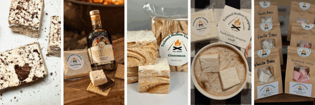 various photos of marshmallow treats