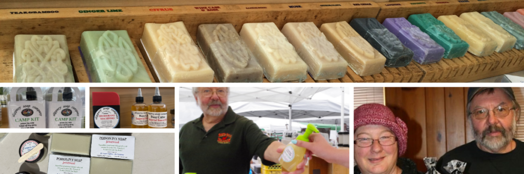 various pictures of soap and lotion products